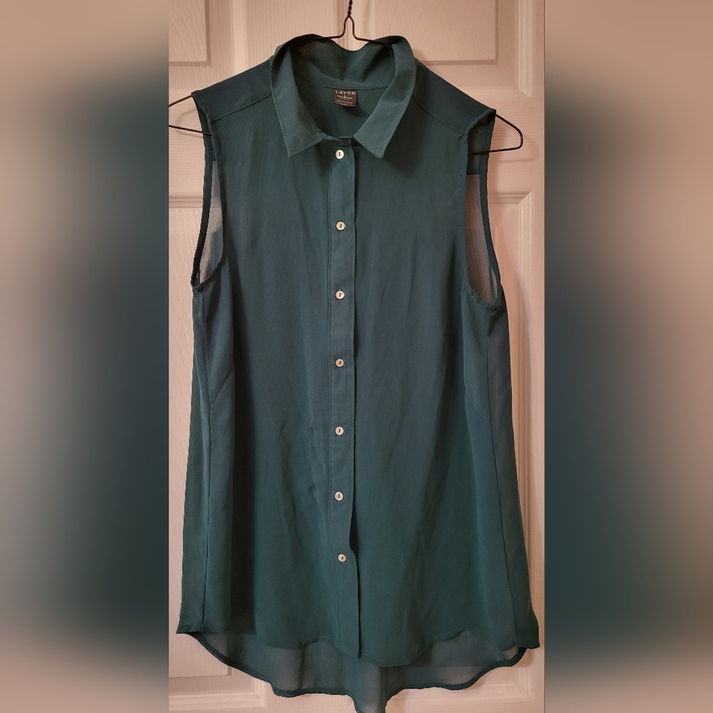 Worthington Teal Sleeveless Blouse